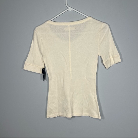 NEW Lucky Brand Shirt Womens Extra Small Ivory White Popover Ribbed Fitted - Picture 2 of 9